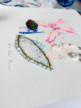 Little Fluffy Cloud - hand stitched monoprint