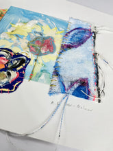 Blue Hues - hand stitched monoprint