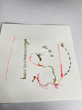 Blue Hues - hand stitched monoprint