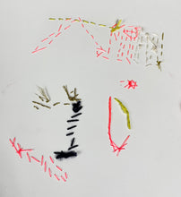 Here Comes the Drop - hand stitched monoprint