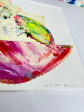 Gone Bowling - hand stitched monoprint