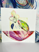 Gone Bowling - hand stitched monoprint
