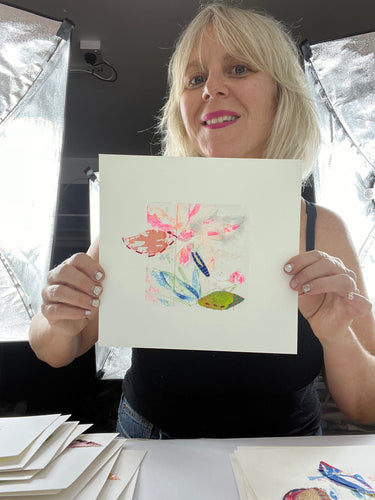 Falling Towards Ecstasy - hand stitched monoprint