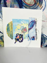 Blue Hues - hand stitched monoprint