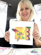 Sunny Day Situation - hand stitched monoprint