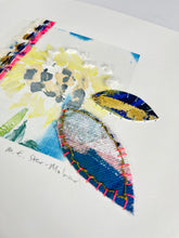 Drifting, Falling - hand stitched monoprint