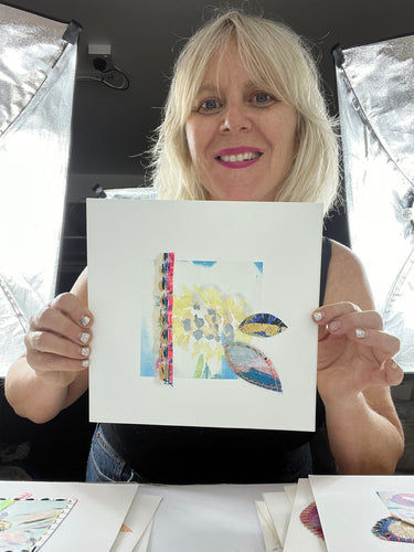 Drifting, Falling - hand stitched monoprint