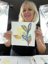 Jolly Floral Giant - hand stitched monoprint