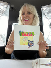 Here Comes the Drop - hand stitched monoprint