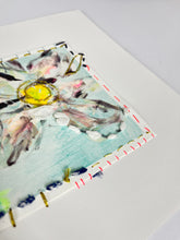 Deep Blue Something - hand stitched monoprint