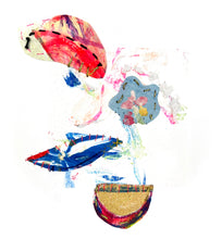 It’s a Toss Up!  - hand stitched monoprint