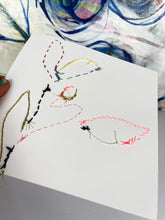 Jolly Floral Giant - hand stitched monoprint