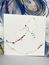 Gone Bowling - hand stitched monoprint