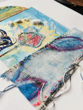 Blue Hues - hand stitched monoprint